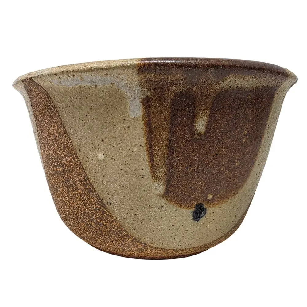 Vintage USA Pottery Planter No. 160 Brown Cream Abstract Cachepot